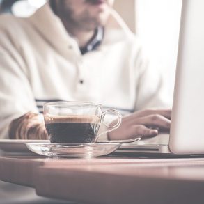 Working at computer