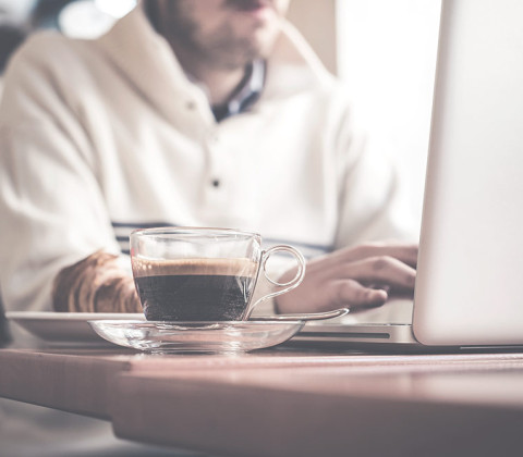 Working at computer
